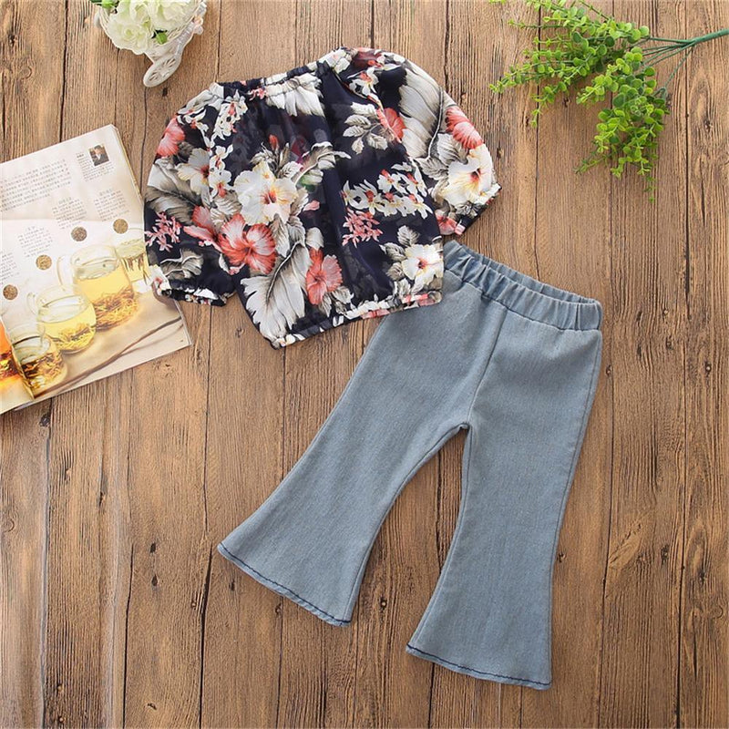 Girls Floral Top & Casual Jeans Wholesale Boutique Girl Clothing - PrettyKid