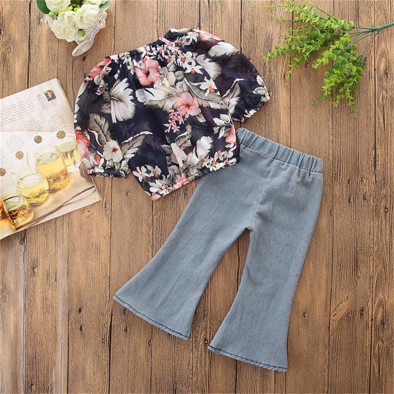 Girls Floral Top & Casual Jeans Wholesale Boutique Girl Clothing - PrettyKid