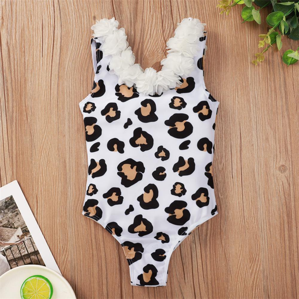 Girls Flower Leopard Printed Sleeveless Swimwear Wholesale Baby Girl Clothes - PrettyKid