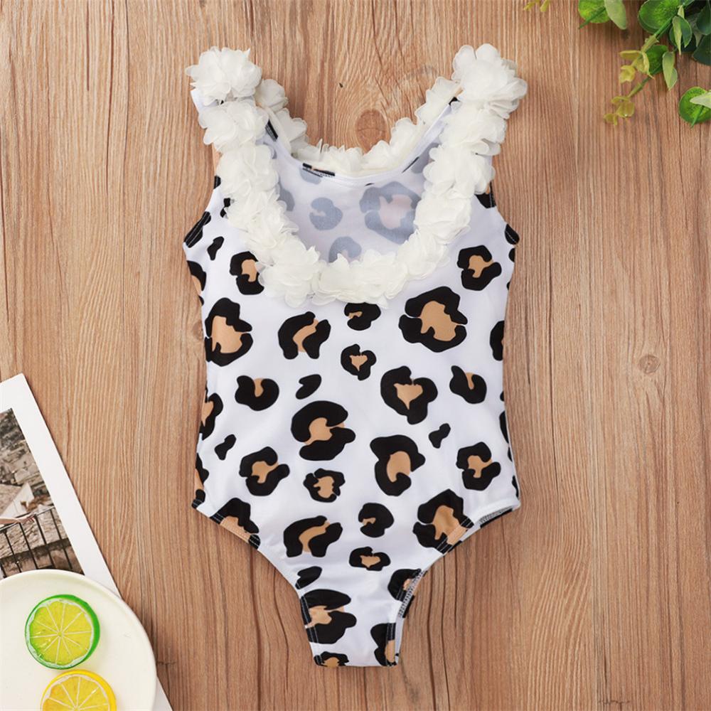 Girls Flower Leopard Printed Sleeveless Swimwear Wholesale Baby Girl Clothes - PrettyKid
