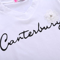 Girls Flower Letter Printed Short-sleeve Top & Tulle Skirt Girls Clothes Wholesale - PrettyKid