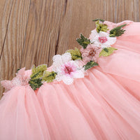 Girls Flower Letter Printed Short-sleeve Top & Tulle Skirt Girls Clothes Wholesale - PrettyKid