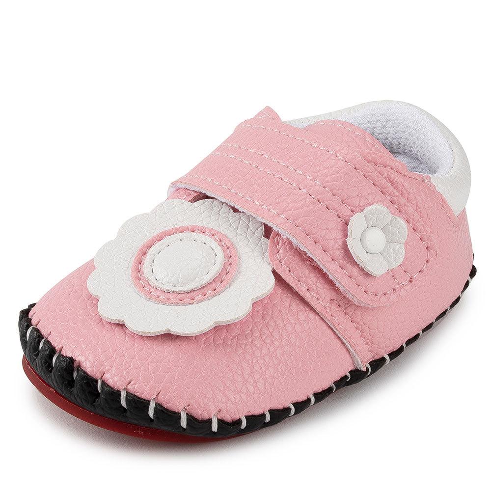 Baby Girls Flower Magic Tape Flats Shoes - PrettyKid