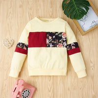 Girls Flower Printed Crew Neck Long Sleeve Top & Pants Girls Clothes Wholesale - PrettyKid