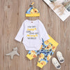 Baby Unisex Flower Printed Long Sleeve Romper & Pants & Hat Baby Boutique Clothing Wholesale - PrettyKid