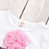 Girls Flower Sequin Perfume Bottle Letter Printed Short Sleeve Top & PU Skirt Girls Wholesale - PrettyKid