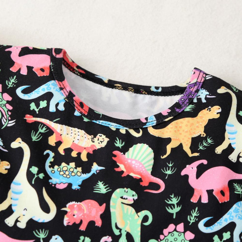 Girls Flying Sleeve Dinosaur Princess Dress Girls Clothing Wholesale - PrettyKid