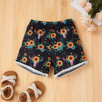 Baby Girls Black Flying Sleeve Romper & Leopard Shorts baby clothes wholesale usa - PrettyKid