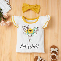 Baby Girls Black Flying Sleeve Romper & Leopard Shorts baby clothes wholesale usa - PrettyKid