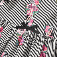 Toddler Girls Flying Sleeve Striped Floral Printed Dresses wholesale kids coats - PrettyKid