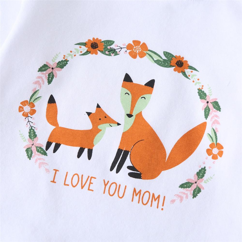 Unisex Fox Print Long-sleeved Top & Trousers - PrettyKid