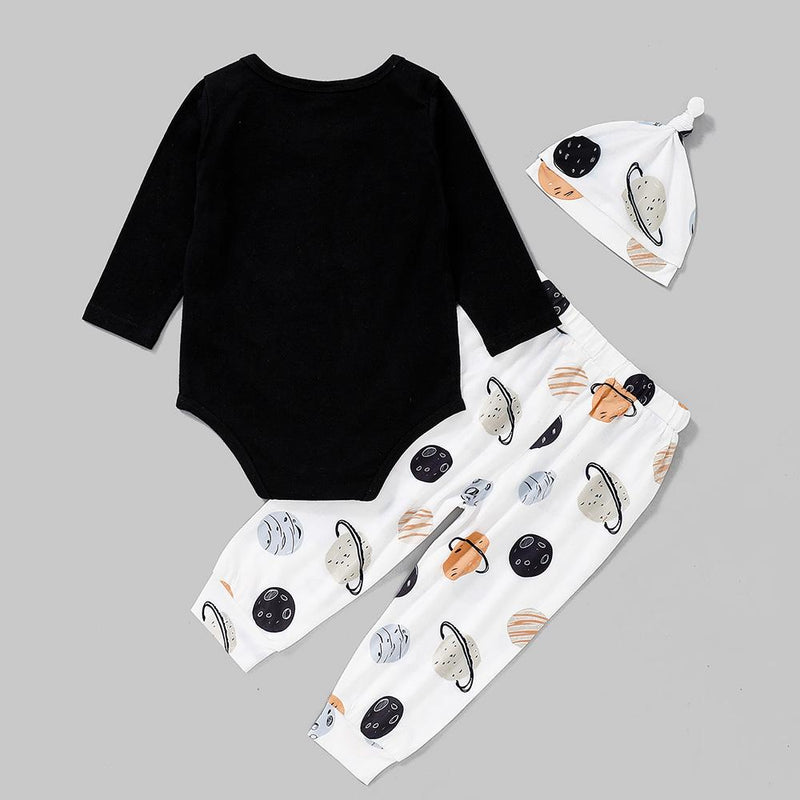 Baby Boy Friends Printed Long-Sleeve Romper & Printed Pants & Hat Baby Clothes Warehouse - PrettyKid