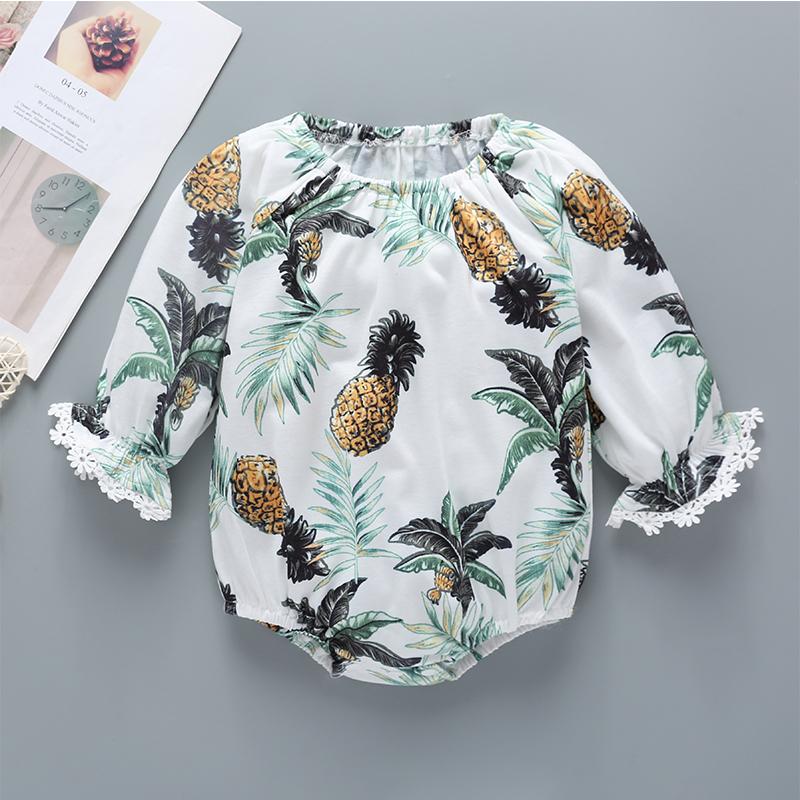 Baby Girls Fruit Print Long Sleeve Bodysuit & Ruffle Pants & Headband - PrettyKid