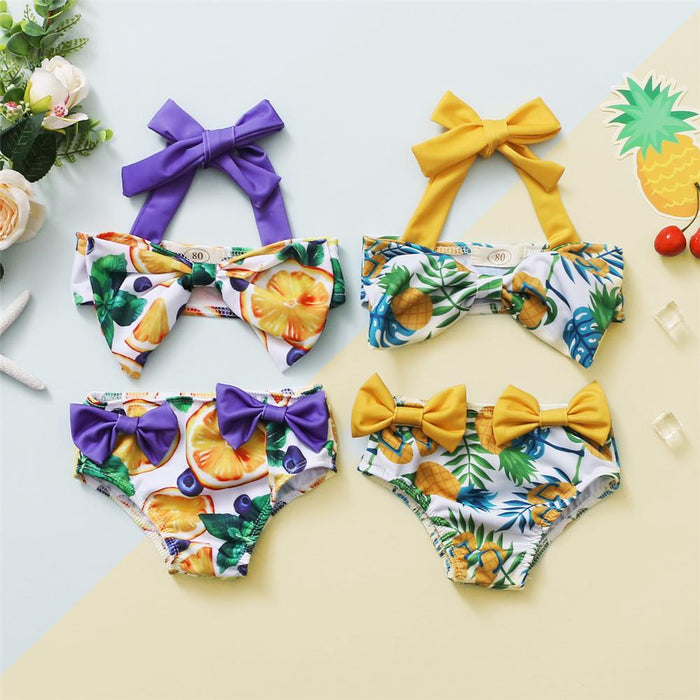 Toddler Girls Fruit Printed Beachwear Top & Shorts Toddler 2 Piece Swimsuitkids loungewear wholesale - PrettyKid