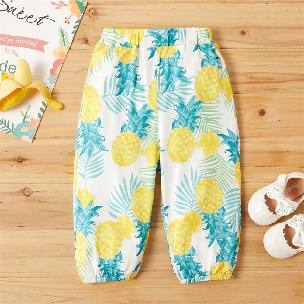 Girls Fruit Printed Elastic Waist Pants - PrettyKid