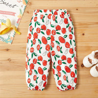 Girls Fruit Printed Elastic Waist Pants - PrettyKid