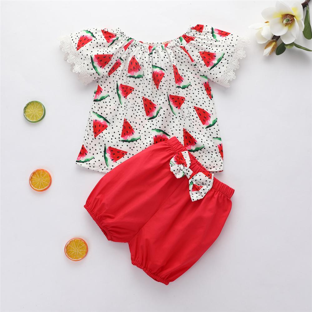 Baby Girls Fruit Printed Short Sleeve Top & Shorts Buy Baby clothing Wholesale - PrettyKid