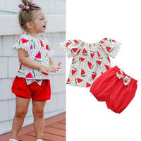 Baby Girls Fruit Printed Short Sleeve Top & Shorts Buy Baby clothing Wholesale - PrettyKid