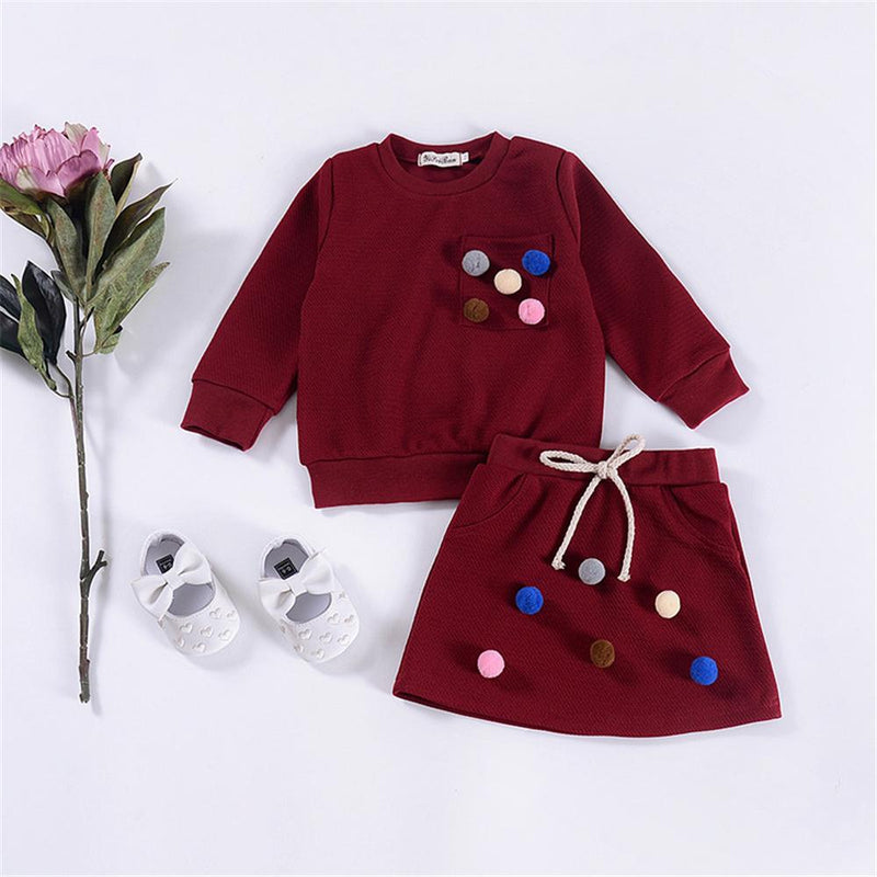 Toddler Girls Furball Solid Long Sleeve Top & Skirt Girl Wholesale - PrettyKid