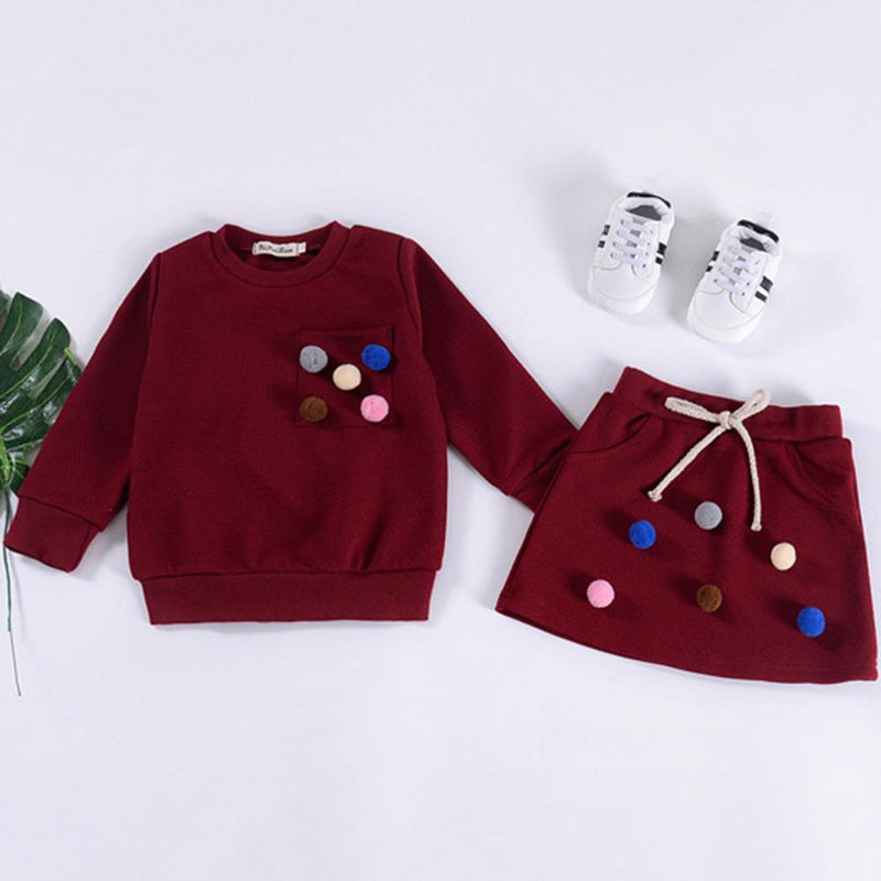 Toddler Girls Furball Solid Long Sleeve Top & Skirt Girl Wholesale - PrettyKid