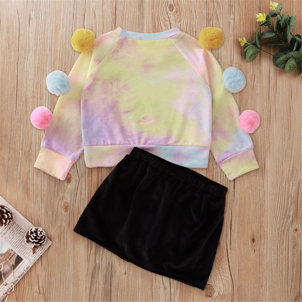 Baby Girls Furball Tie Dye Long Sleeve T-shirt & Skirt Baby Wholesales - PrettyKid