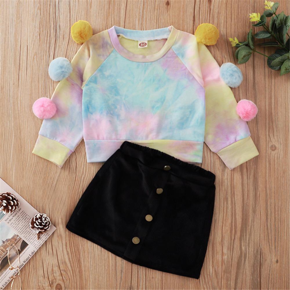 Baby Girls Furball Tie Dye Long Sleeve T-shirt & Skirt Baby Wholesales - PrettyKid