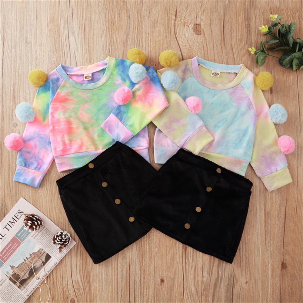 Baby Girls Furball Tie Dye Long Sleeve T-shirt & Skirt Baby Wholesales - PrettyKid