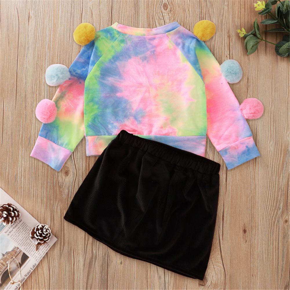 Baby Girls Furball Tie Dye Long Sleeve T-shirt & Skirt Baby Wholesales - PrettyKid