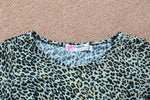 Fashionable Girls Leopard Print Short Sleeve Top & Black Dress - PrettyKid