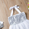 Toddler Girl Sequins Sweet Princess Dress Suspenders Skirt & Headband - PrettyKid