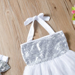 Toddler Girl Sequins Sweet Princess Dress Suspenders Skirt & Headband - PrettyKid