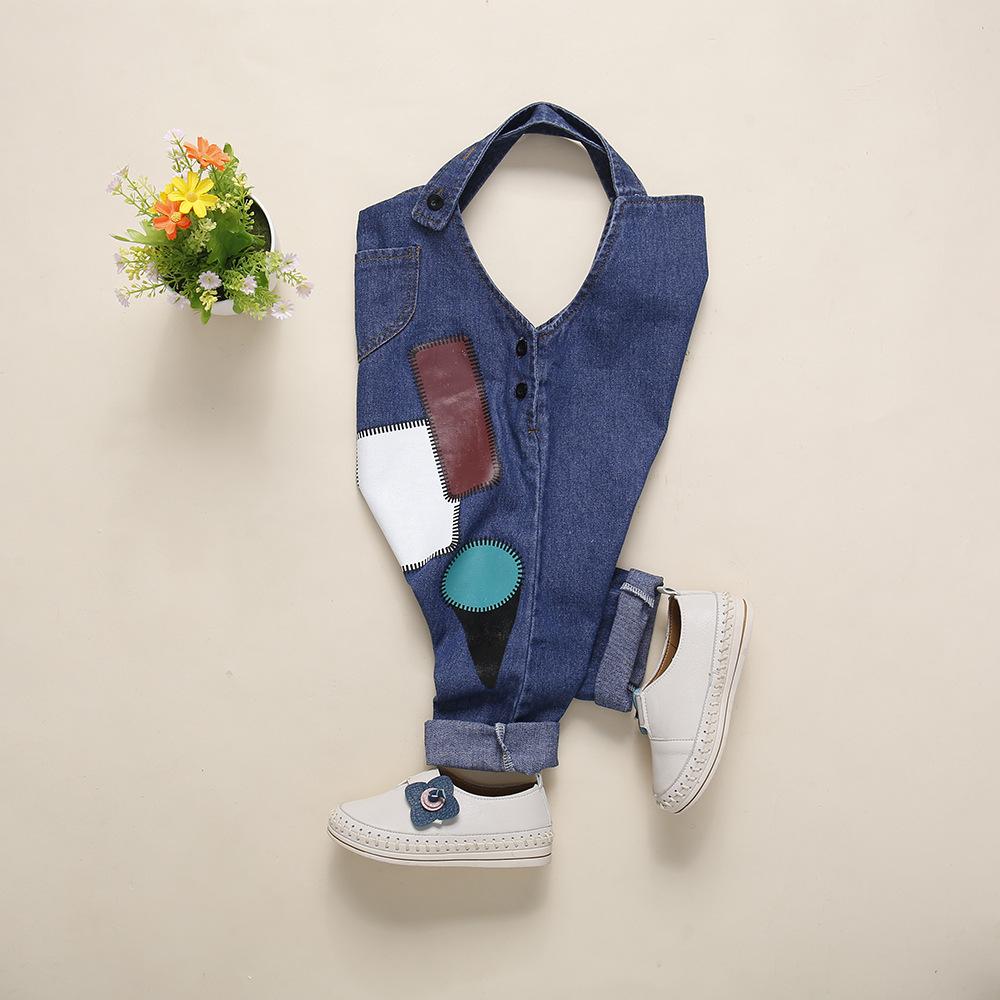 Boys Geometry Printed Casual Denim Jumpsuit - PrettyKid