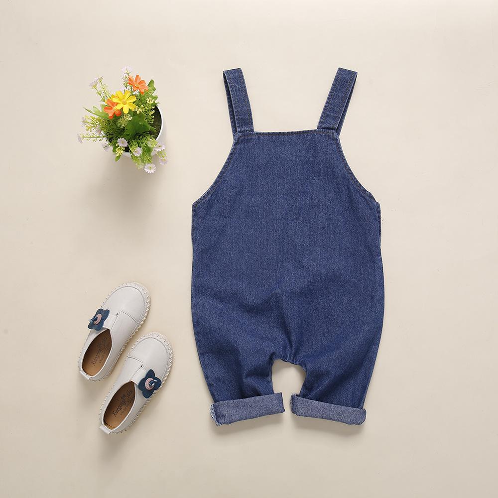 Boys Geometry Printed Casual Denim Jumpsuit - PrettyKid