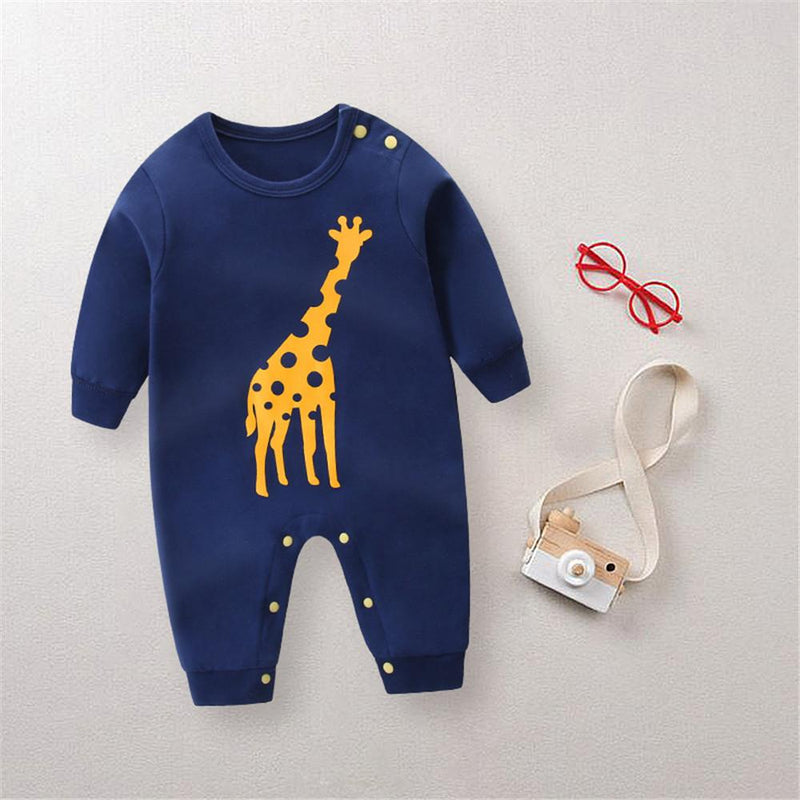 Baby Giraffe Animal Print Long-sleeve Romper - PrettyKid