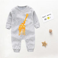 Baby Giraffe Animal Print Long-sleeve Romper - PrettyKid