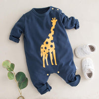 Baby Giraffe Animal Print Long-sleeve Romper - PrettyKid