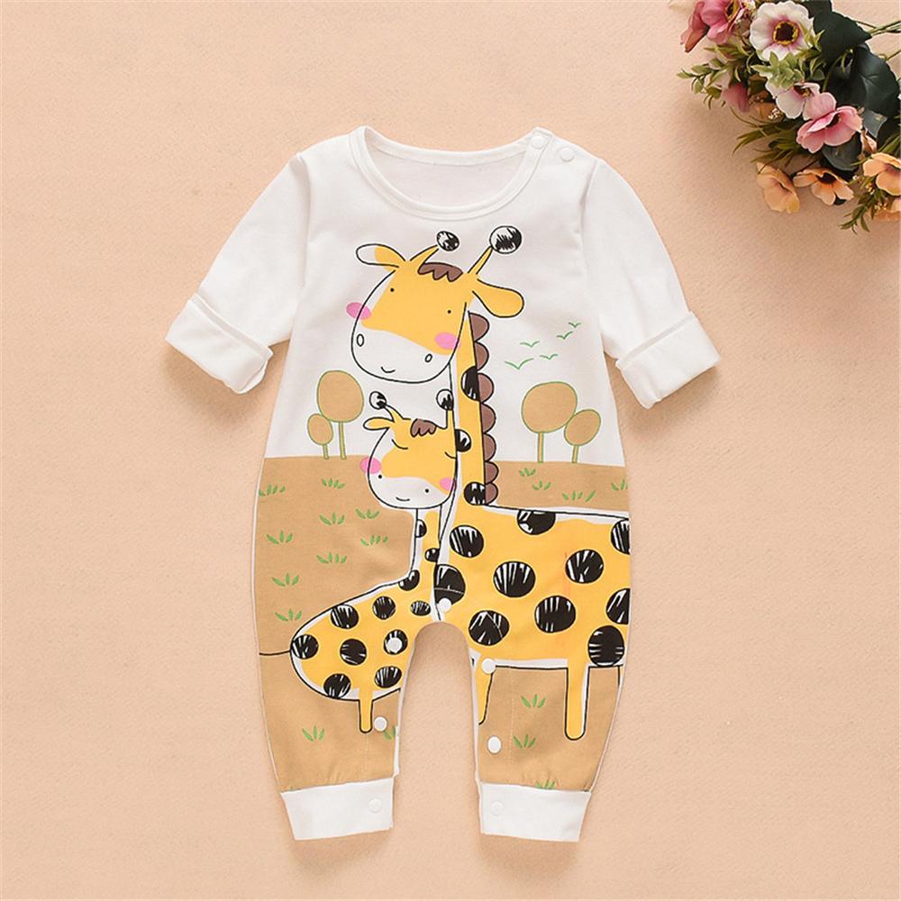 Baby Giraffe Cartoon Printed Long Sleeve Romper Buy Baby Clothes Wholesale - PrettyKid