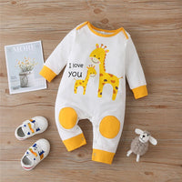 Baby Unisex Giraffe I Love You Long Sleeve Romper Baby Outfits - PrettyKid