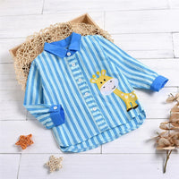 Boys Giraffe Striped Cartoon Long-Sleeve Shirt Wholesale Toddler Boy Clothes - PrettyKid