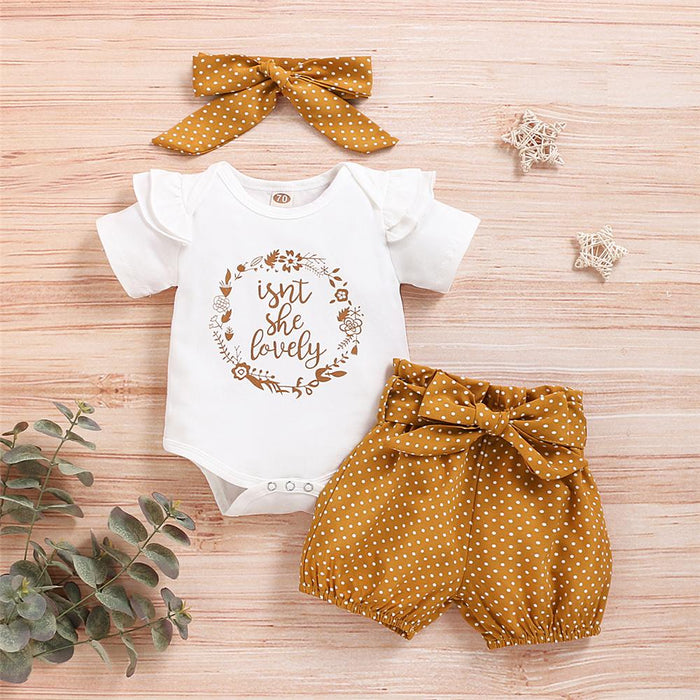 Cute Baby Girl Letter Short Sleeve Romper Baby Wholesale - PrettyKid