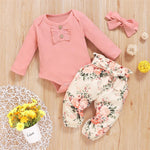 Baby Girls 3- Piece Solid Top & Floral Pants Child Apparel Wholesale - PrettyKid