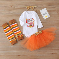 Baby Girls 4-Piece Thanksgiving Letter Printed Sets Girls Clothing Wholesalers - PrettyKid