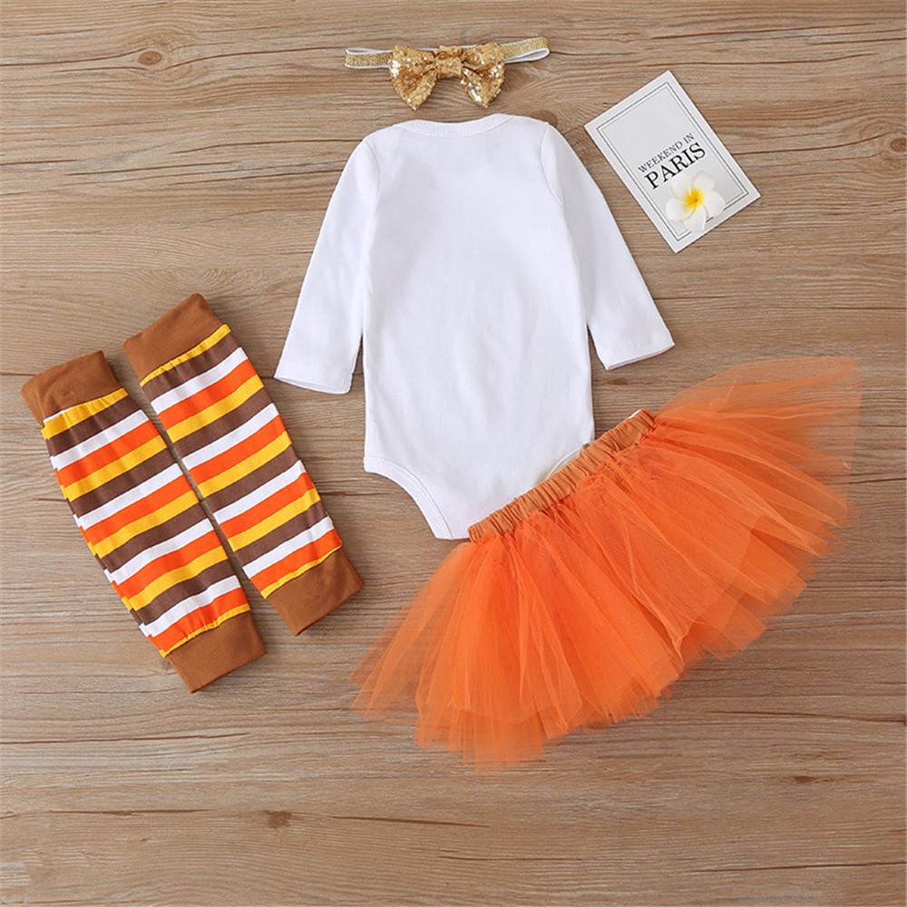 Baby Girls 4-Piece Thanksgiving Letter Printed Sets Girls Clothing Wholesalers - PrettyKid