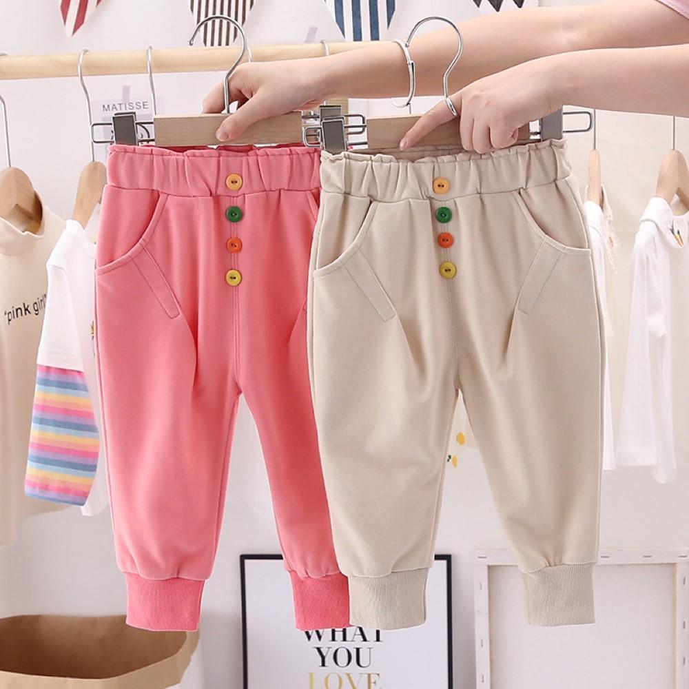 Girls Bottons Casual Pocket Pants Wholesale Clothing For Girls - PrettyKid