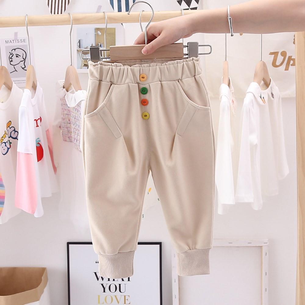 Girls Bottons Casual Pocket Pants Wholesale Clothing For Girls - PrettyKid