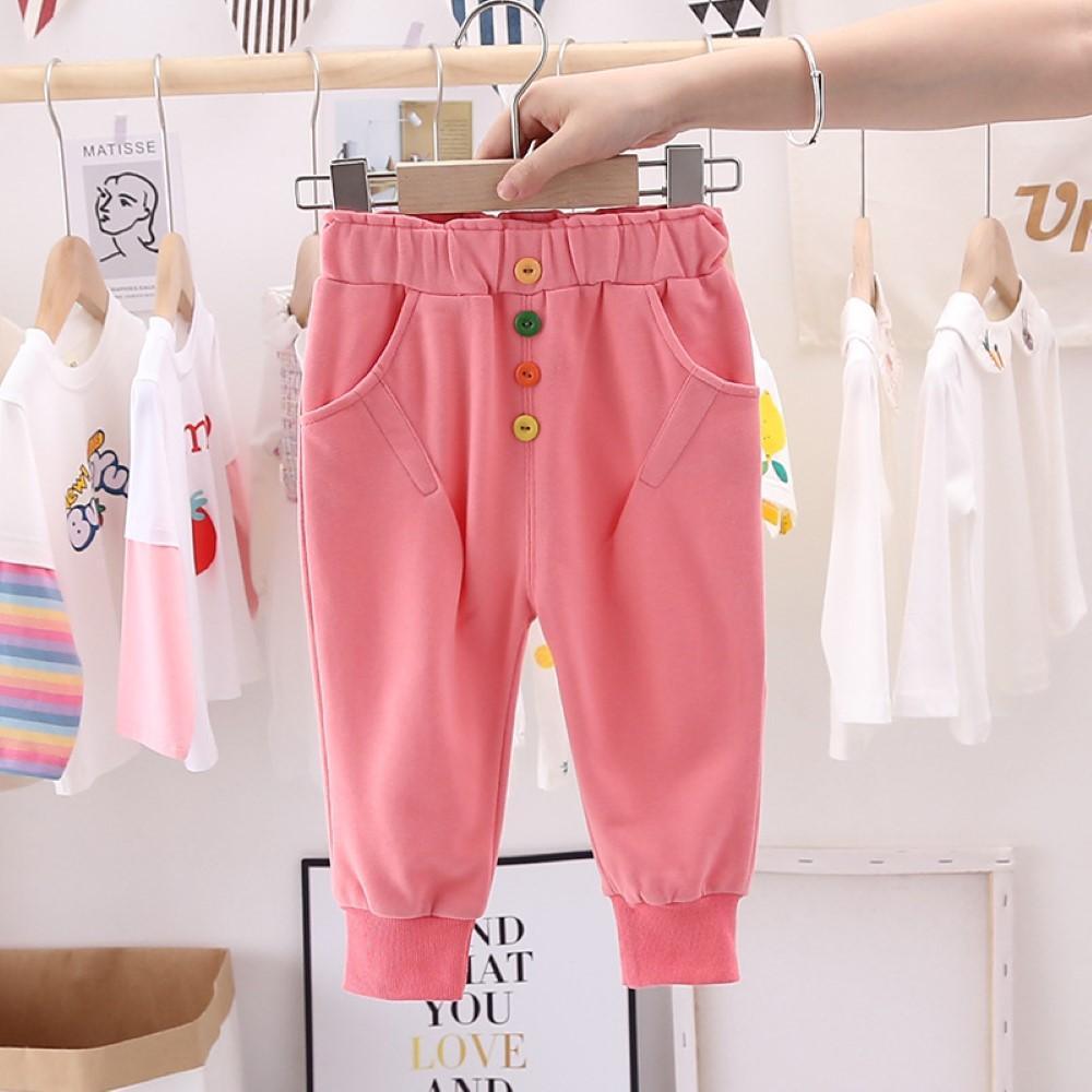 Girls Bottons Casual Pocket Pants Wholesale Clothing For Girls - PrettyKid