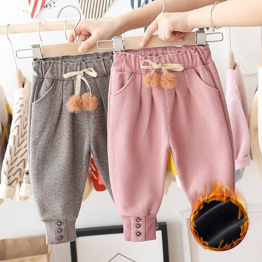 Girls Bottons Lace Tie Feet Pants Wholesale Little Girls Clothes - PrettyKid