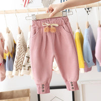 Girls Bottons Lace Tie Feet Pants Wholesale Little Girls Clothes - PrettyKid