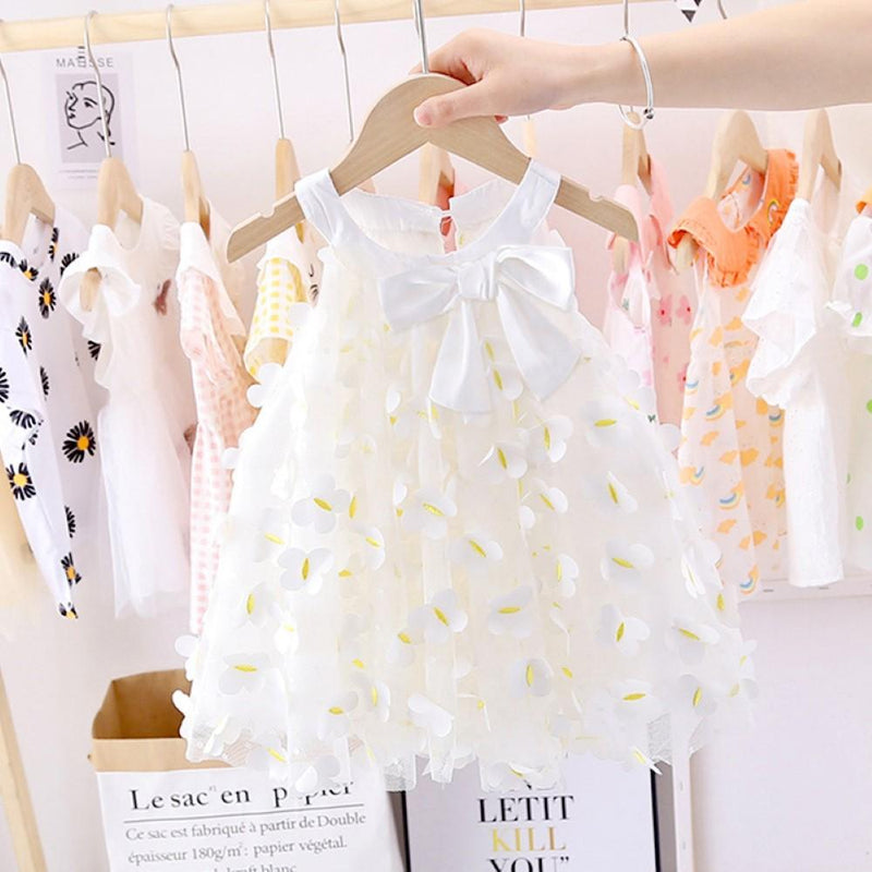 Girls Butterflys Printed Bow Dress Wholesale Girl Dresses - PrettyKid