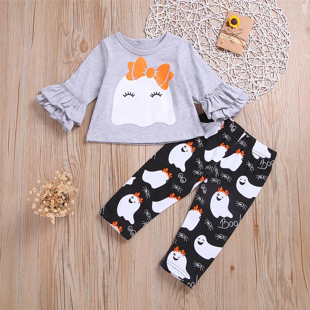 Toddler Girls Cartoon Flared Sleeve Top & Pants Girls Clothing Wholesale - PrettyKid